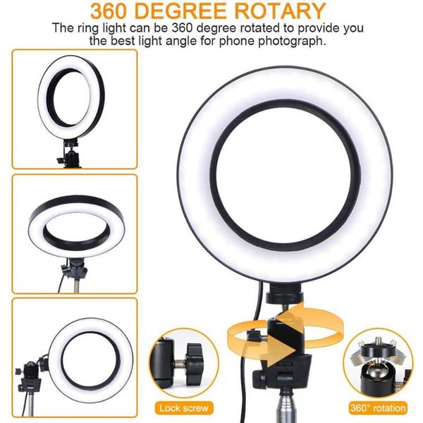 

pgraphy led selfie ring light 16cm dimmable camera phone ring lamp 6inch with table tripods for makeup video live studio
