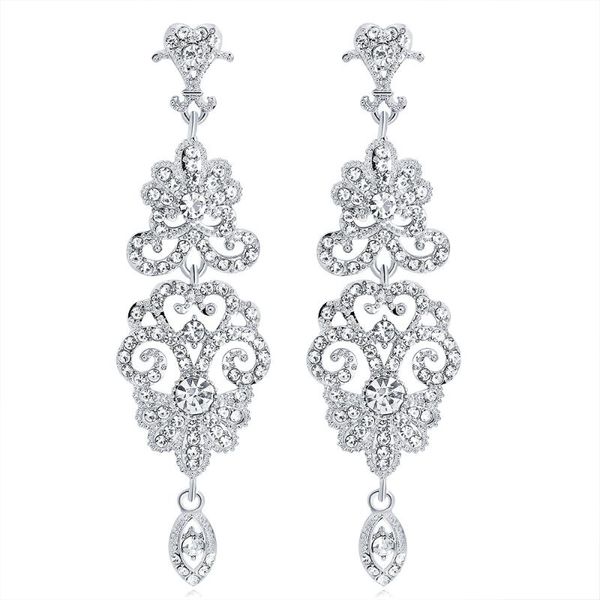 

2020 new elegant dangling female earrings fashion alloy rhinestone earrings for women, Silver