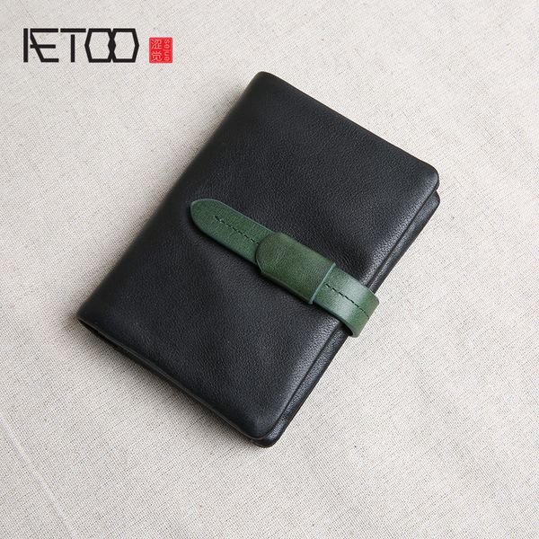 

hbp aetoo soft leather wallet, female leather short hit-and-tie small wallet, pure cowhide small fresh wallet, Red;black