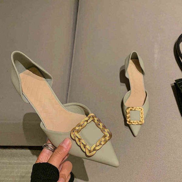 

dress shoes women classic pointed high heels square buckle design sense of temperament stiletto sandals 220314, Black