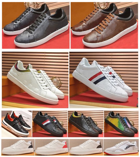 

with box new mens classic casual shoes old flower sneakers leather shoes flat trainers chaussures de sport zapatillas, Black