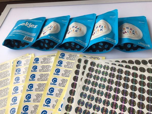 

empty edibles stickers 3.5g bags mylar nerds and flavors milk hologram cerel label blue cookies bags bag qylrc mywjqq