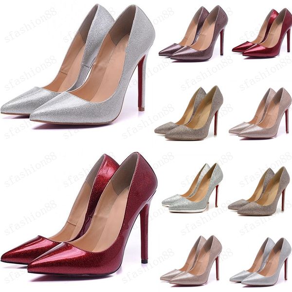 

glimmer radiate shoes so kate styles 8cm 10cm 12cm high heels shoes red bottom nude color genuine leather point toe pumps rubber size 35-45, Black