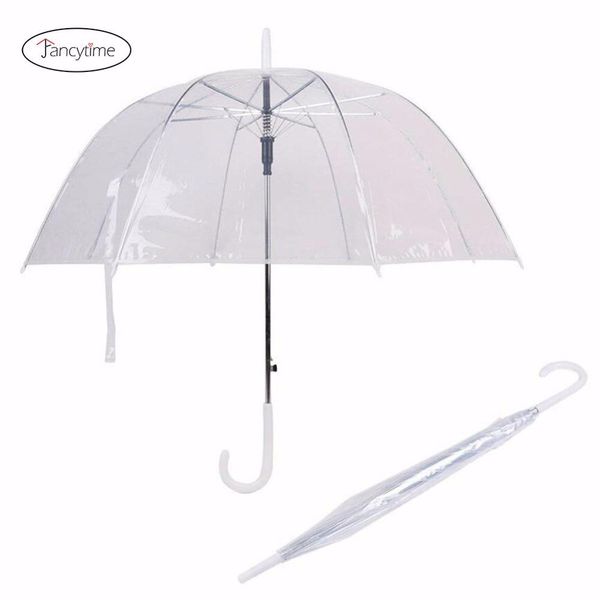 

fancytime transparent long handle rainy umbrella ultra light women and kids clear rain umbrella semi matic female umbrellas bbyeee bwkf