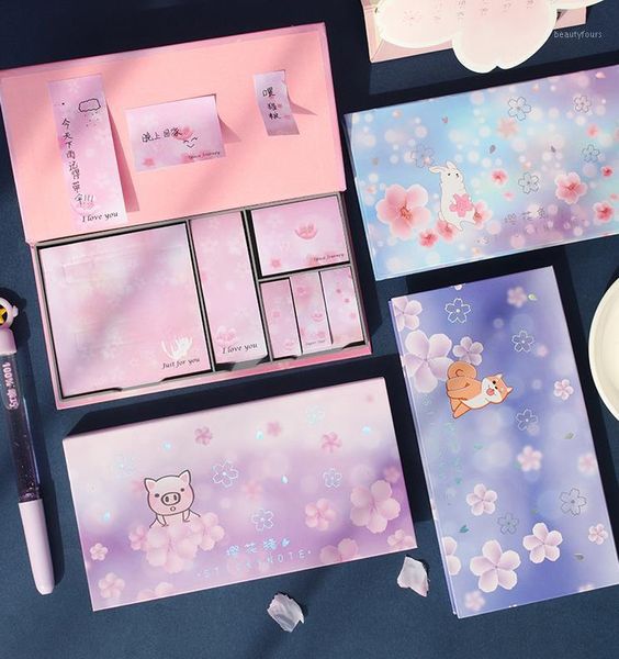 

space cherry blossoms sticky notes galaxy planet notebook little book sticker set with box tearable note student prize xmas gift1