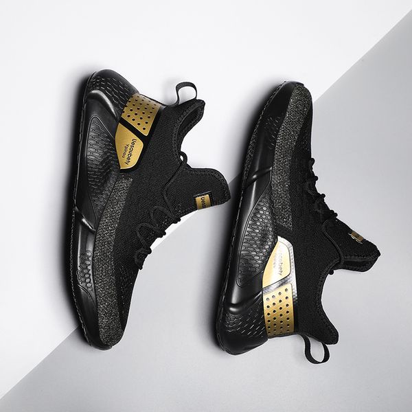 

супер легкие удобная повседневная обувь новые мужчины кроссовки мягкие подошвы мокасины марка мужская обувь белый большой размер 39-46 20100, Black