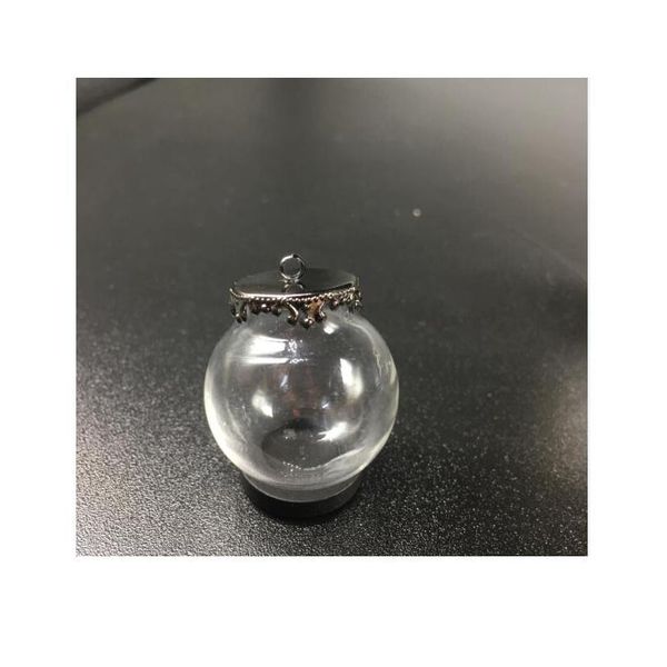 

100sets 25x15mm glass globe with silver/bronze/gold metal crown base tray jewelry necklace hollow glass orbs diy wishing jllskw, Black