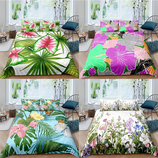 

zeimon tropical leaves 3d digital printing custom bedding set duvet cover set queen king wedding bedclothes drop shipping