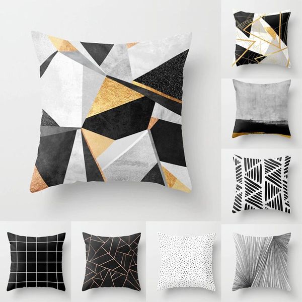 

cushion/decorative pillow geometry cushion cover striped geometric printed pillowcases linen decor home sofa black and white covers 45cm x