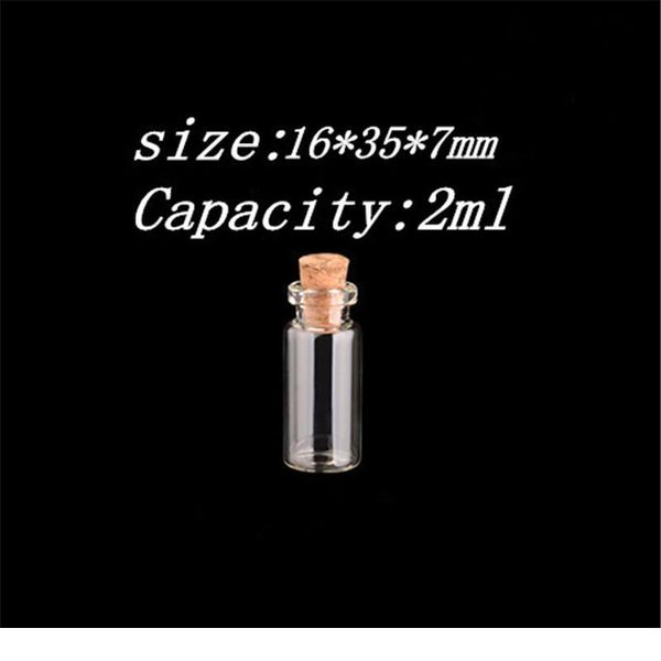 

2ml mini empty glass bottles with cork 16*35*7mm small wishing bottle glass vials jars 10 bbyhqd