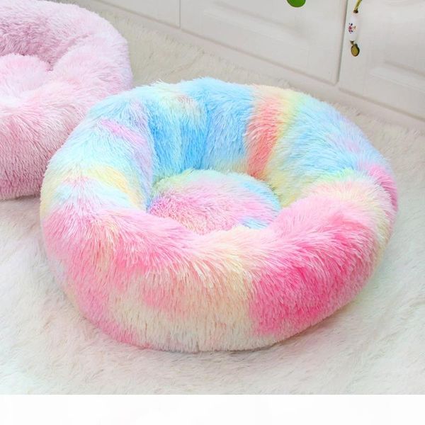 

round dog bed washable long plush dog kennel cats house super soft cotton mat sofa for dog chihuahua animals pet bed for cat bed