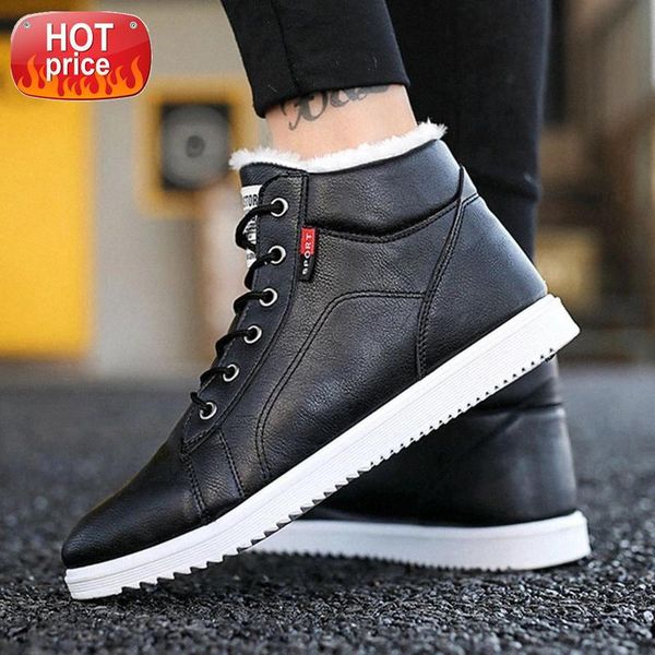

2019 winter ankle snow men boots shoes fashion leather with fur plush warm male casual boot sneakers #4w6n