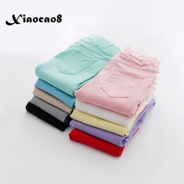 

jeans candy color elasticity girls leggings toddler girl pants autumn spring kids for denim children1, Blue