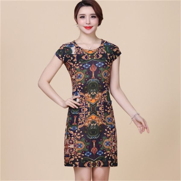 

2021 new skinny robe vinatge floral neck dress of summer plus size women's clothes 5xl 6xl dressed as fy560 ladies 90qq, Black;gray