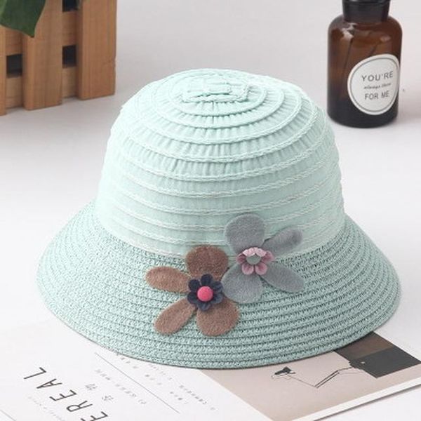 

2018 new summer kids floral straw hats fedora hat children visor beach sun baby girls sunhat wide brim floppy panama for girl sqcrhk, Black;white