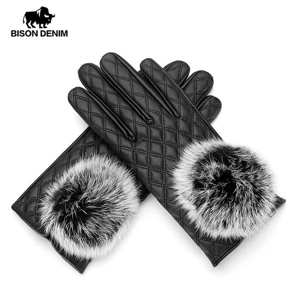 

five fingers gloves bison denim winter warm women touch screen thicken waterproof driving cycling fashion, Blue;gray