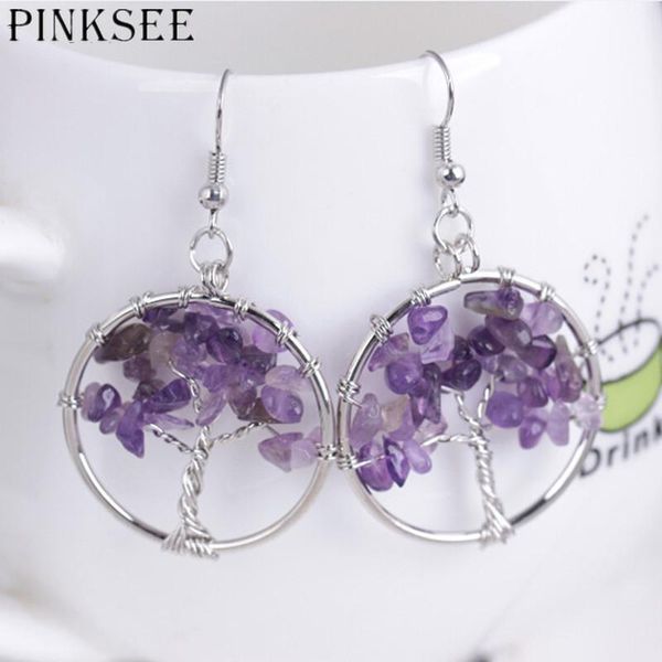 

pinksee 1 pair women hoop earrings round natural chip dangle hook earring for body jewelry 4 colors, Golden;silver