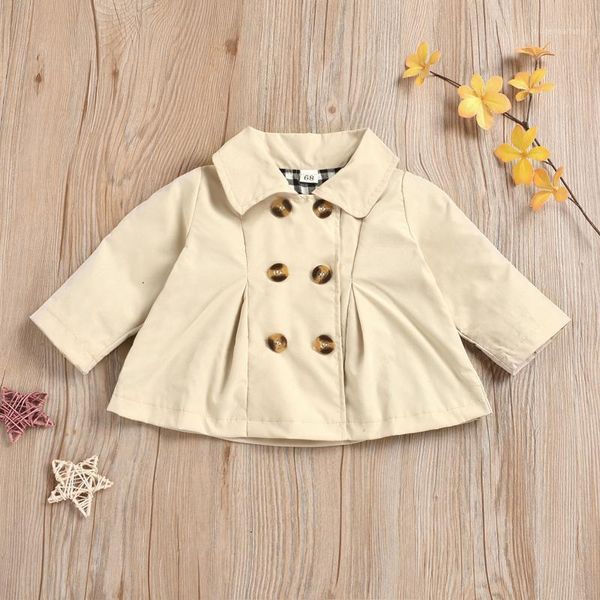 

turn-down collar trench for 1-2y girls khaki windbreaker jacket windproof overcoat autumn winter casual overwear1, Blue;gray