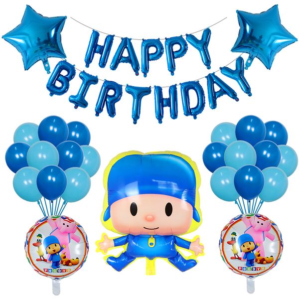 

38pcs/set cartoon pocoyo foil helium balloon baby shower birthday party air balloons decoration air globos kids toys supplies 1027
