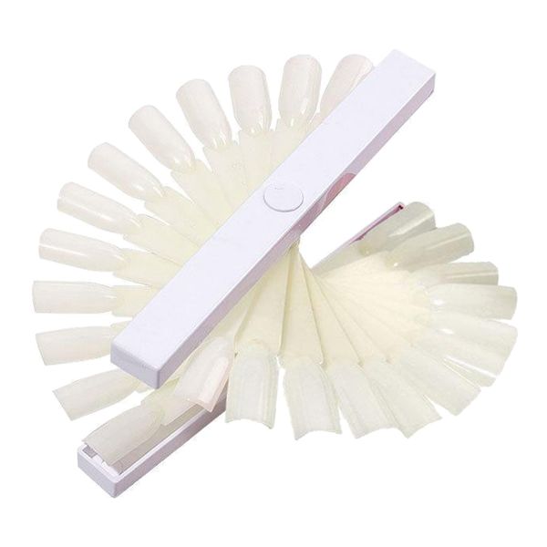 

portable fan-shaped false fake nail art tips sticks polish gel salon display chart tools