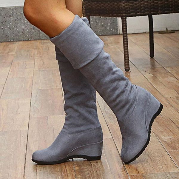 

boots winter over the knee women stretch fabric thigh high woman shoes long bota feminina zapatos de mujer 2021, Black