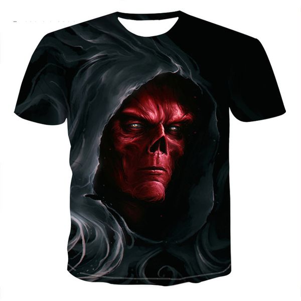 

skull demon theme horror 3d summer boy clothing 3d print shirts hippie humor hippie men clothing