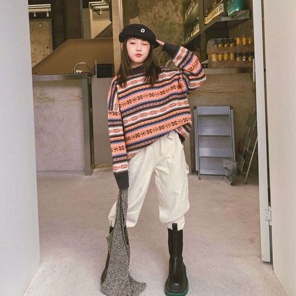 

new winter fashion clothing korean girls' children's striped sweater rtuj4yhx, Blue