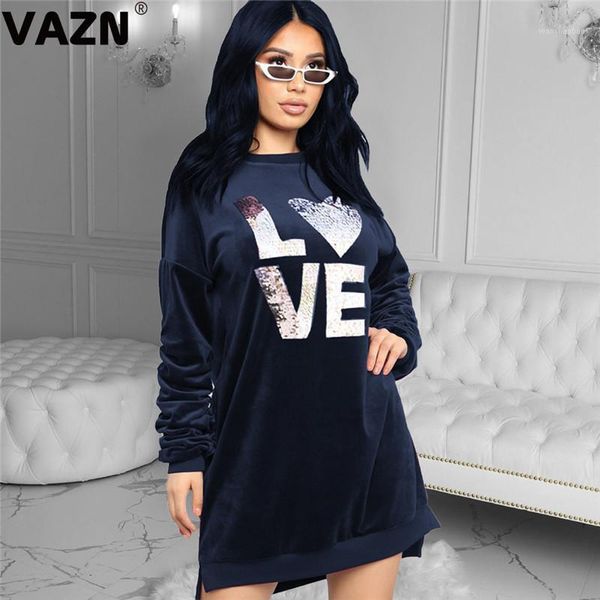 

vazn 2020 letter simple nature daily casual regular young fashion full sleeve women straight midi dress1, Black;gray