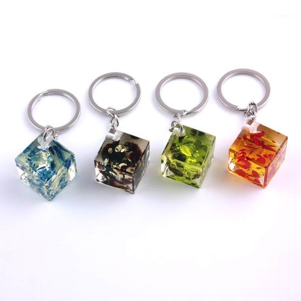 

resin keychain color small key chain square ladies jewelry accessories decorative pendant1, Silver