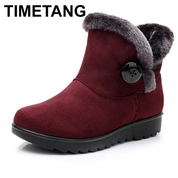 

timetang2020 winter boots ankle boots for women winter shoes fashion casual black red brown warm women snow plus sizee1401