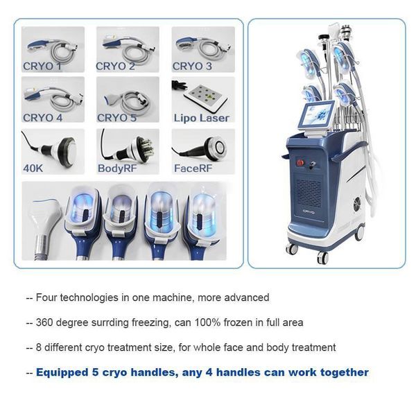 

2020 factory price cryolipolysis cellulite system fat e cryolipolysis machine germany handles cryotherapy system with 5 handles