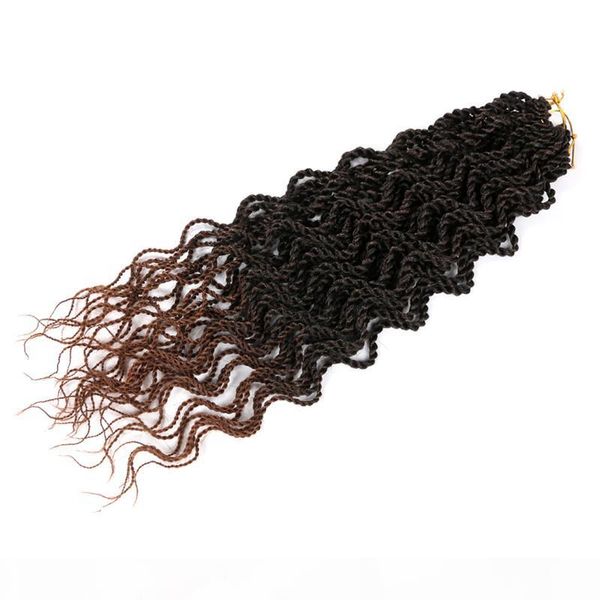 

yucan crochet twist braids ombre wavy hair senegalese twist hair extensions 18inch 60g pc synthetic curly hair, Black