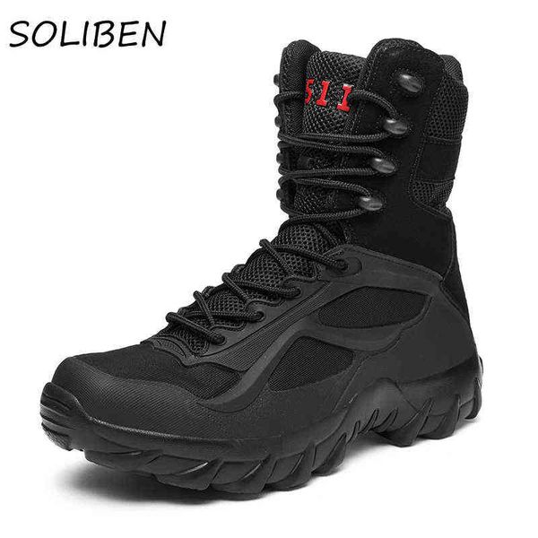 

soliben men's military boot combat mens ankle tactical army male shoes work winter clambing mountaineering 220105, Black;brown