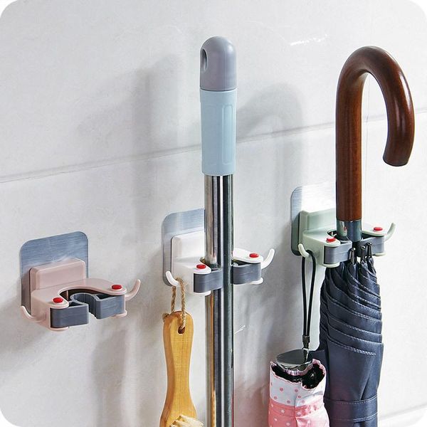 

hooks & rails multifunction wall hanging creative durable nail-broom racks mop clips waterproof kitchen bathroom storage holders1