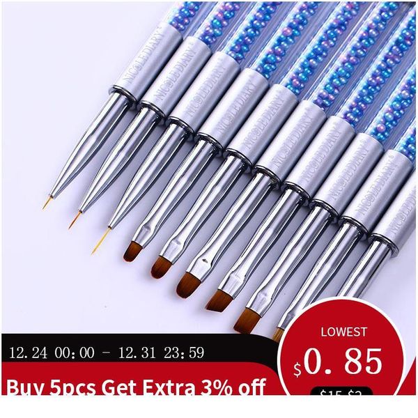 

nicole diary uv gel brush liner painting pen acrylic drawing brush for nails gradient rhinestone handle nail wmtanb