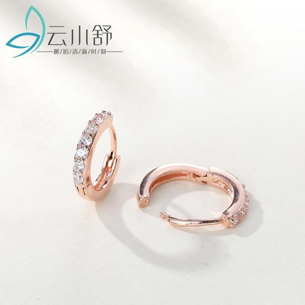 

hemiston 92 sterling silver earrings artificial zircon 3 color hoop earring for women gift girl, Golden;silver