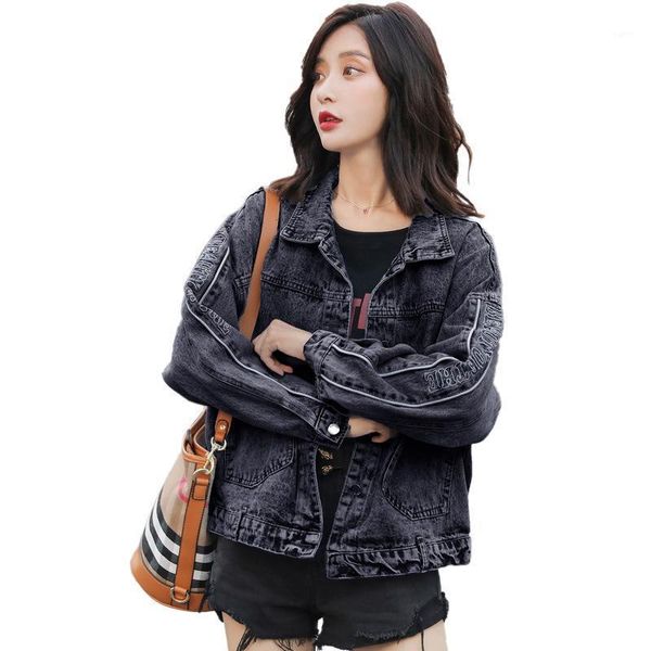 

jeans jacket women korean long sleeve black denim jacket retro jeans jackets 2020 plus size denim coat sveste en jean femme1, Black;brown