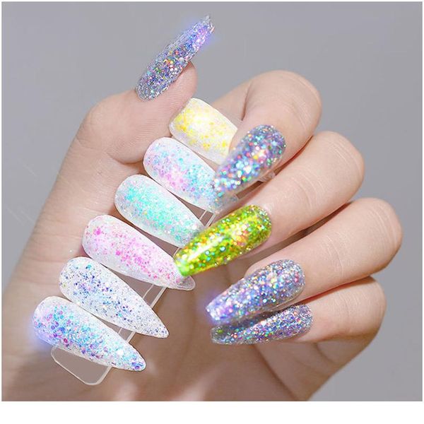 

12pcs/set nail glitter powder dust iridescent flakes sequins gold silver super shining paillette nail art manicur dec jlloae, Silver;gold