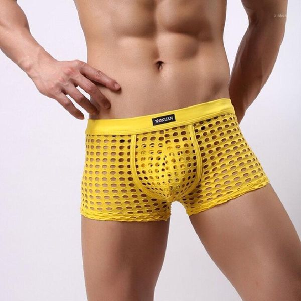 

underwear men fashion boxers shorts man cute mesh boxer boy's panties gay male short mens under wear fishnet1, Black;white