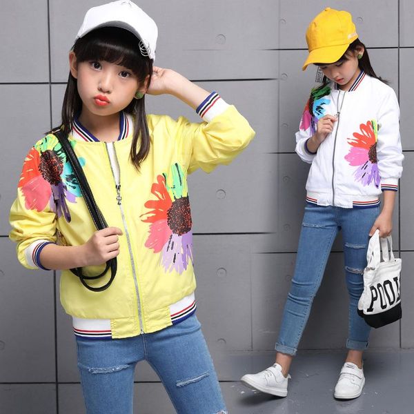 

2020 spring jacket for girls zipper girls coat flower children outerwear 3-12t teenager jacket sweatshirt kids windbreaker, Blue;gray