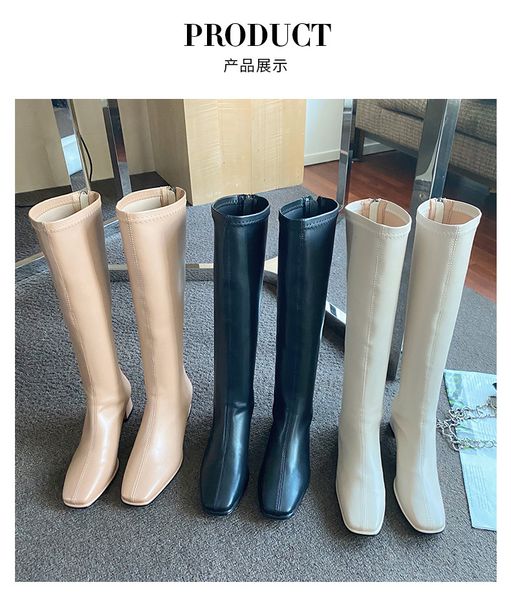 

2020 winter over the knee women boots stretch high heel slip on shoes pointed toe woman long boots size 35-39, Black