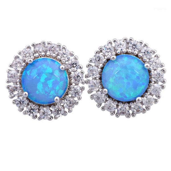 

garilina fashion bijoux blue opal earrings silver color womens stud earrings fashion jewelry e3541, Golden;silver