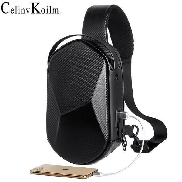 

celinv koilm brand multifunction crossbody bag for men anti-theft shoulder messenger bags male leather short trip chest bag pack c1016