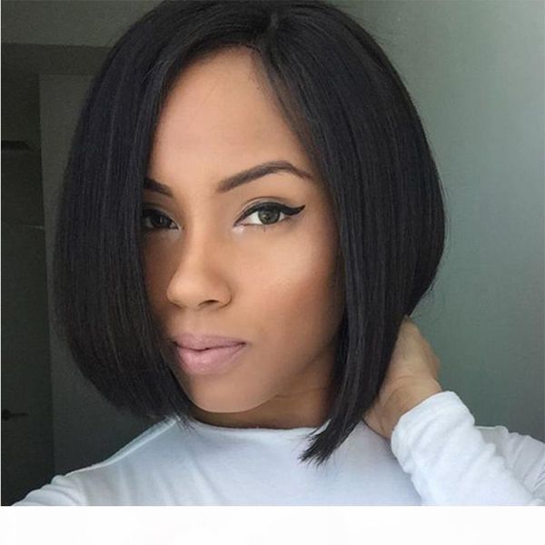 

pre plucked hairline upart wigs for black women side part virgin peruvian human hair glueless short u part bob wigs with baby hair, Black;brown