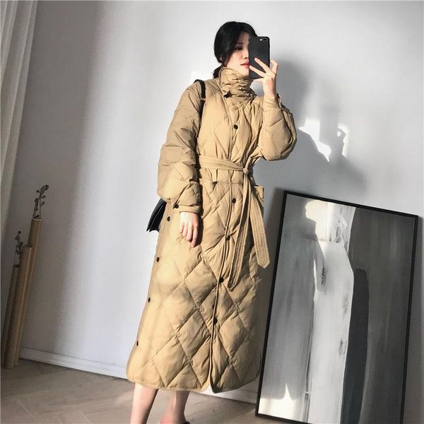 

2021 new fashion woman cotton parkas prismatic check sewing khaki black winter clothing for female plus big xxxxxl 4xl 5xl