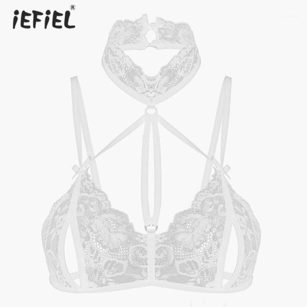 

womens bras floral lace sheer bralette halter wire-bra underwear nipple splits see through lingerie bras nightwear1, Red;black