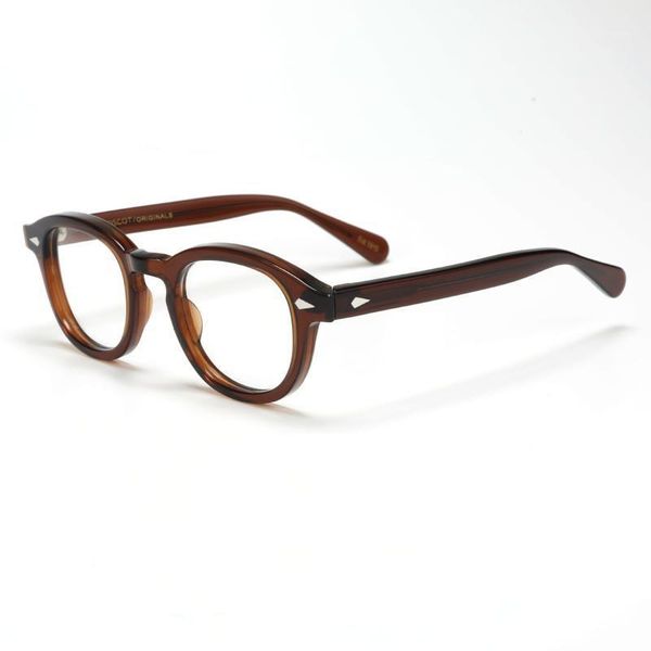 

Retro Round Acetate Blue Light Glasses Frame Men Clear Lens Eyeglasses Brand Johnny Depp Prescription Eyewear1, Black