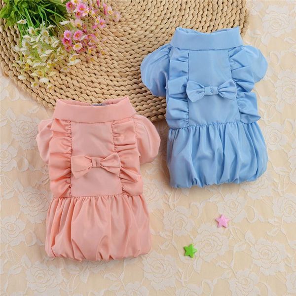 

dog apparel warm small cat clothes for chihuahua pet puppy coat cute bowknot dogs clothing pug costume pink blue1