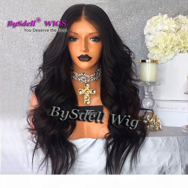 

premium natural black color lace front full lace wig heat resistant body wave african american full lace front wigs for black women