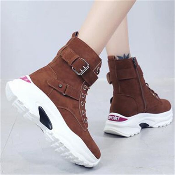 

warm 2021 new dress wholesale winter female boots lace to thick buckle sole woman shoes cczi, Black